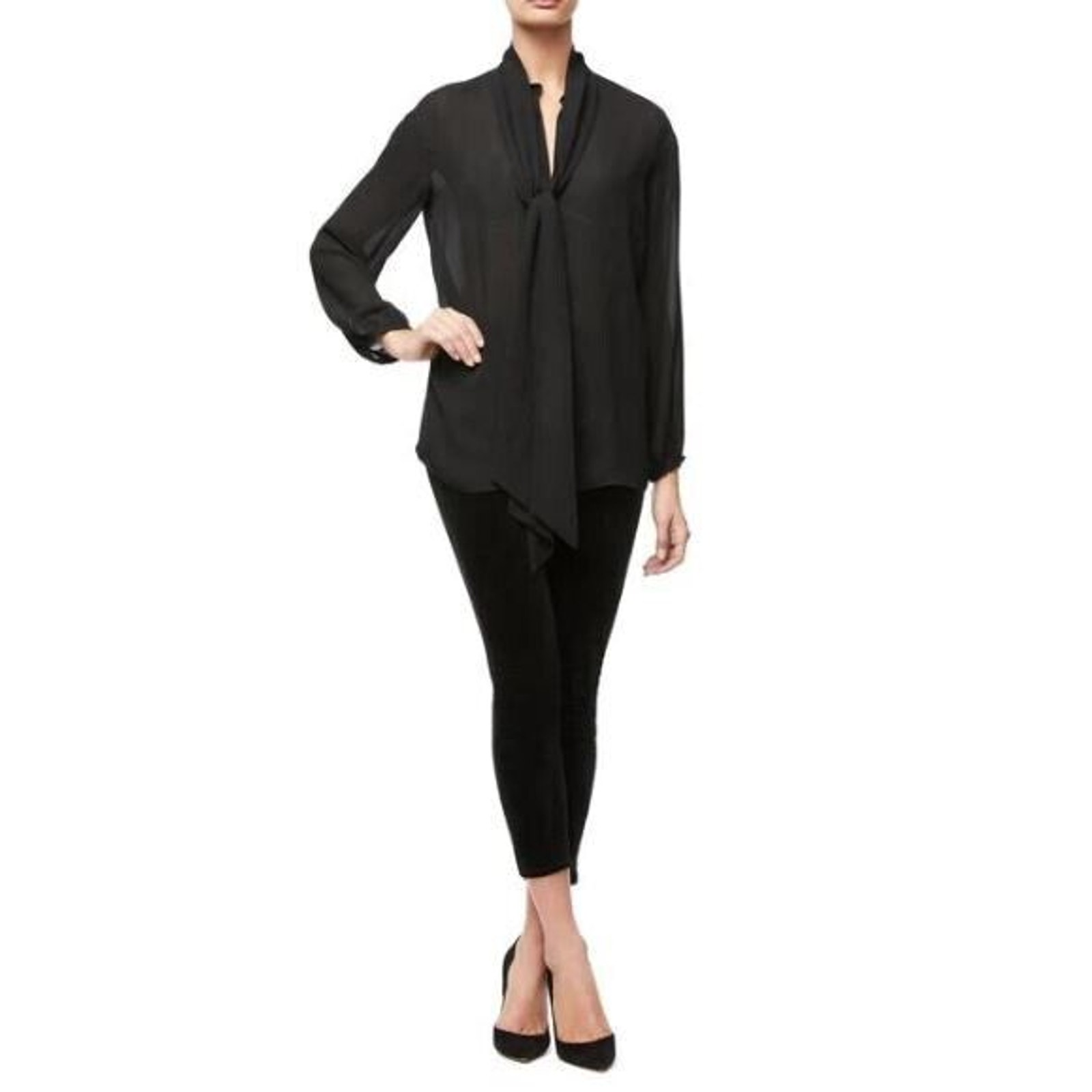 Good American Women's The Old Hollywood Blouse In Black Size 2 Msrp $169